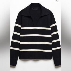Mango Striped polo—neck Sweater
